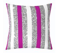 Loussiesd Juego de 1 funda de cojín de color morado oscuro y blanco, 55 x 55 cm, a rayas, con purpurina, decoración geométrica, para interiores y exteriores, arte moderno a rayas, súper suave