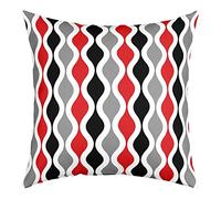 Loussiesd Juego de 1 funda de cojín geométrica roja y gris y negra para decoración del hogar, sala de estar, línea de rayas reversible, arte moderno, decorativo, funda de cojín de 16 x 16 pulgadas