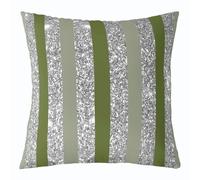Loussiesd Juego de 1 funda de cojín verde de 50 x 50 cm, funda de cojín decorativa con purpurina para sofá, cama, funda de cojín geométrica, arte moderno a rayas, decoración del hogar