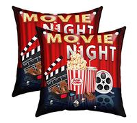 Loussiesd Juego de 2 fundas de almohada reversibles para teatro, cine, póster de cine, decoración del hogar, decoración del hogar, fundas de cojín cuadradas, 45 x 45 cm