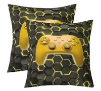 Loussiesd Juego de 2 fundas de cojín amarillas de 40 x 40 cm, diseño geométrico de panal de abeja, funda de almohada para sofá, decoración de dormitorio de niños y niñas
