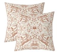 Loussiesd Juego de 2 fundas de cojín con diseño botánico y floral, 55 x 55 cm, ciervo, selva, animales, lobo, conejo, libélula, mariposa, rosa, naranja y blanco