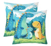 Loussiesd Juego de 2 fundas de cojín con diseño de animales de la selva y dinosaurios, 55 x 55 cm, impresión digital 3D, decoración de dormitorio, animales salvajes, verde y amarillo