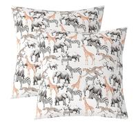 Loussiesd Juego de 2 fundas de cojín de animales de la selva con diseño de elefante para niños y niñas, diseño de cebra, 40 x 40 cm, diseño de jirafa, leopardo, guepardo, gris, rosa y naranja