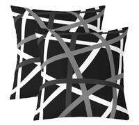 Loussiesd Juego de 2 fundas de cojín vintage abstractas de 40 x 40 cm, color blanco y negro, fundas de cojín con pinceladas, para sofá, pintura al óleo, decoración de dormitorio de niños y niñas