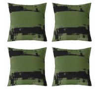 Loussiesd Juego de 4 fundas de almohada abstractas de 50 x 50 cm, color verde y negro, fundas de cojín decorativas de arte moderno para sofá, cama, funda de cojín abstracta moderna para decoración del