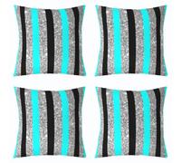 Loussiesd Juego de 4 fundas de cojín de color verde menta de 45 x 45 cm, diseño a rayas, decoración geométrica para interiores y exteriores, arte moderno a rayas, súper suave