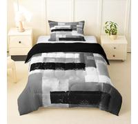Loussiesd Juego de edredón gris y negro para niños, tamaño individual, juego de ropa de cama abstracto vintage, color gris y óxido, edredón de plumón para niños y niñas, decoración moderna de arte