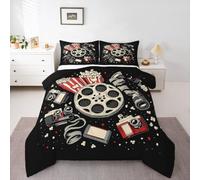 Loussiesd Juego de edredón para niños, tamaño doble, diseño de cine, edredón de plumón para niños, niñas, decoración de dormitorio, microfibra, ultrasuave, transpirable