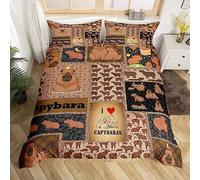 Loussiesd Juego de funda de edredón Capybara marrón, lindo juego de ropa de cama Capybara para niños, funda de edredón Capybara de dibujos animados, divertida y linda, funda de colcha Capybara,