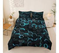 Loussiesd Juego de funda de edredón con diseño geométrico claro de panal de abeja para niños y niñas, 3 piezas, decoración de habitación, transpirable, suave, ligera, microfibra