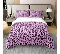 Loussiesd Juego de funda de edredón con estampado de leopardo, 100 % algodón, tamaño King, estampado de guepardo, para niños y niñas, funda de edredón color morado, decoración de dormitorio, 3 piezas