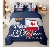 Loussiesd Juego de funda de edredón con sábanas, 7 piezas, tamaño Super King, diseño de bandera de Texas, para niños y niñas, juego de ropa de cama completo de microfibra suave y ligera