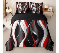 Loussiesd Juego de funda de edredón con sábanas, 7 piezas, tamaño Super King, diseño geométrico en espiral, juego de ropa de cama de arte abstracto moderno, decoración de dormitorio, microfibra ligera