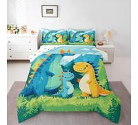 Loussiesd Juego de ropa de cama con diseño de animales de la selva, tamaño doble, estampado digital 3D, decoración de dormitorio, 3 piezas, diseño de animales salvajes, verde y amarillo, cierre de