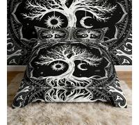 Loussiesd - Juego de ropa de cama con diseño de árbol de la vida, para niñas y niños, diseño bohemio con sol y luna, galaxia, astrología, psicodélico, hippie, tamaño Super King, 3 piezas