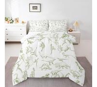 Loussiesd Juego de ropa de cama con estampado digital 3D de dinosaurio, tamaño King, con 2 fundas de almohada, de microfibra, para niños, decoración de dormitorio de animales salvajes, color blanco