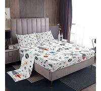 Loussiesd Juego de sábanas de Espacio Exterior, Juego de Ropa de Cama de Cohete Espacial para niños pequeños, Galaxia, Universo, Planetas, sábana Bajera, Planeta, Nave Espacial, Funda de Cama, tamaño