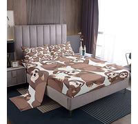 Loussiesd Juego de sábanas de perezoso de dibujos animados para niños y adolescentes, juego de ropa de cama de perezoso kawaii, 3 piezas, tamaño individual