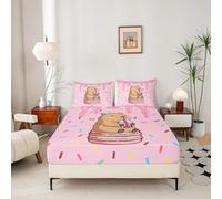 Loussiesd Kawaii Capibara - Juego de sábanas bajeras de tamaño individual para niños y niñas, con bolsillo profundo de 16 pulgadas, suave, transpirable, bonita ropa de cama Capibara con 1 funda de