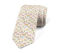 Loussiesd Lazo del arco iris dibujado a mano lazos arco iris para hombre decoración rayas coloridas estrellas impresión dibujos animados amor corazón corbata rosa estrecha corbata, azul, amarillo