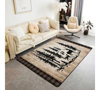 Loussiesd Lodge - Alfombra rústica de poliéster con diseño de ciervos de 150 x 200 cm, para sala de estar, dormitorio, casa de campo, caza, camping, interior, alfombra suave antideslizante