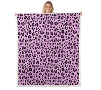 Loussiesd Manta con estampado de leopardo, estampado de guepardo, forro polar suave, acogedora, mullida, cálida, color morado, tamaño Queen, 90 x 90 pulgadas, para cama, sofá, sala de estar