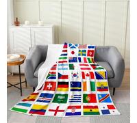 Loussiesd Manta de felpa con banderas del mundo internacional, manta de franela de 40 x 50 pulgadas, juego deportivo de fútbol para todas las estaciones, para sofá, cama, sofá, dormitorio, decoración