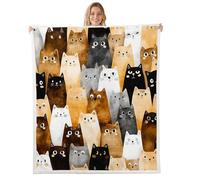 Loussiesd Manta de forro polar con diseño de gato, cobija Sherpa para niños, mujeres y hombres, felpa mullida de dibujos animados, animales, bebé, 76 x 101 cm, kawaii para cama, sofá, silla, sala de