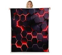 Loussiesd Manta de forro polar con diseño de panal de abeja, con diseño geométrico de luz de neón, para niños y niñas, colmena geométrica para cama, sofá, silla, sala de estar, dormitorio, decoración