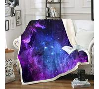 Loussiesd Manta de Forro Polar para el Espacio Exterior,Color Azul,Morado,Cielo Estrellado,para niños,Adultos,Universo,Estrellas,Noche,Manta mullida para sofá,Cama,sofá,50 x 60