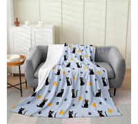Loussiesd Manta de franela con diseño de gato, manta de forro polar para niños y niñas, diseño de huellas de gato, manta ligera de felpa para sofá, diseño de dibujos animados Kawaii, doble de 60 x 79