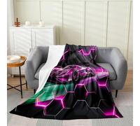 Loussiesd Manta de franela de forro polar con diseño de coche deportivo de carreras, tamaño Queen, 90 x 90 pulgadas, manta de forro polar para niños, mujeres y hombres, para cama, sofá, silla, sala de