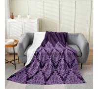 Loussiesd Manta de franela gótica de damasco púrpura de felpa exótica de la muerte, manta de forro polar, estilo victoriano, barroco, floral, gótico, para sofá, cama, silla, sala de estar, 30 x 40