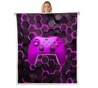 Loussiesd Manta púrpura de Gamer con diseño de panal de abeja suave de forro polar, acogedora, mullida, cálida, ligera, geométrica, para juegos, doble 60 x 79 pulgadas para cama, sofá, sala de estar
