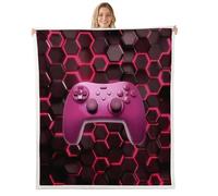 Loussiesd Manta rosa de Gamer con diseño de panal de abeja de forro polar suave, acogedora, mullida, cálida, ligera, geométrica, para juegos, doble 60 x 79 pulgadas para cama, sofá, sala de estar
