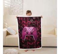 Loussiesd Manta rosa de gamer con diseño de panal de abeja de forro polar suave y acogedora, cálida y ligera, geométrica, para bebé, 30 x 40 pulgadas, para cama, sofá, sala de estar