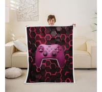 Loussiesd Manta rosa de gamer con diseño de panal de abeja suave de forro polar, acogedora, mullida, cálida, ligera, geométrica, para juegos, 40 x 50 pulgadas para cama, sofá, sala de estar