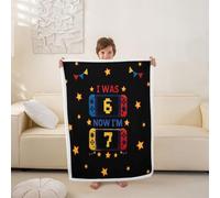 Loussiesd Manta Sherpa con texto en inglés "I was 6 Now I'm 7 Birthday" para sofá, 7º cumpleaños, súper suave y acogedora, manta de forro polar para invierno, manta de felpa para bebé de 30 x 40