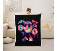 Loussiesd Manta Sherpa con texto en inglés "I was 6 Now I'm 7 para sofá, 7º cumpleaños, súper suave y acogedora, manta de forro polar número 67 para invierno, manta de felpa de 40 x 50 pulgadas para