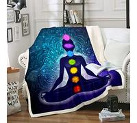 Loussiesd Mantas de forro polar con diseño de chakras, manta espiritual zen para sofá, cama, manta de felpa bohemia, resistente a las manchas, estilo mandala, manta Sherpa individual, 50 x 60 pulgadas