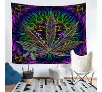 Loussiesd Marihuana Leaf Tapiz de Pared para Hombres Adultos Hojas de Cannabis Tapiz Marihuana Hoja de Hierba Impresión Tapiz 130 x 150 cm Tapiz Psicodélico Hoja de Color