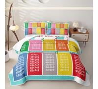 Loussiesd Multiplication Table - Colcha acolchada tamaño king | Juego de ropa de cama con temática matemática para niños y adolescentes, con diseño de números, arte moderno