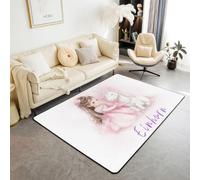 Loussiesd Princes - Alfombra de poliéster para sala de estar, 100 x 150 cm, para dormitorio, decoración de acuarela, alfombra para interiores, suave, antideslizante