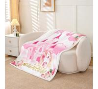 Loussiesd Princess Castle Sherpa - Manta para sofá, diseño de unicornio encantador, súper suave y acogedora, manta de forro polar con bonitas flores para invierno, manta de felpa de cuento de hadas de