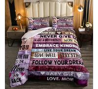 Loussiesd Regalos para Hija Juego de Edredón Cumpleaños San Valentín de Mamá Juego de Ropa de Cama You'Re My Sunshine Edredón Acolchado de Plumón Rosa Tamaño Individual