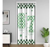 Loussiesd Six Seven 6 7 - Cortina de privacidad con estampado de estrellas para dormitorio, sala de estar, cortina divisora de habitación verde y blanca, 106 x 203 cm, temática de 6 y 7 cumpleaños
