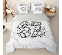 Loussiesd Six Seven 6 7 - Juego de funda de edredón con sábanas para niños y niñas, juego de ropa de cama de 7 piezas, ropa de cama deportiva de fútbol en una bolsa, decoración de sala de juegos