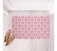 Loussiesd Tapetes de baño con estampado de corazón a cuadros geométricos, color rosa, accesorios de baño modernos, 20 x 32 pulgadas, microfibra suave
