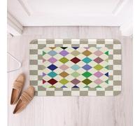 Loussiesd Tapetes de baño geométricos a cuadros azules, verdes, rosas, beige, marrones, a cuadros, modernos, estéticos, accesorios de baño, color gris, 16 x 24 pulgadas, microfibra suave